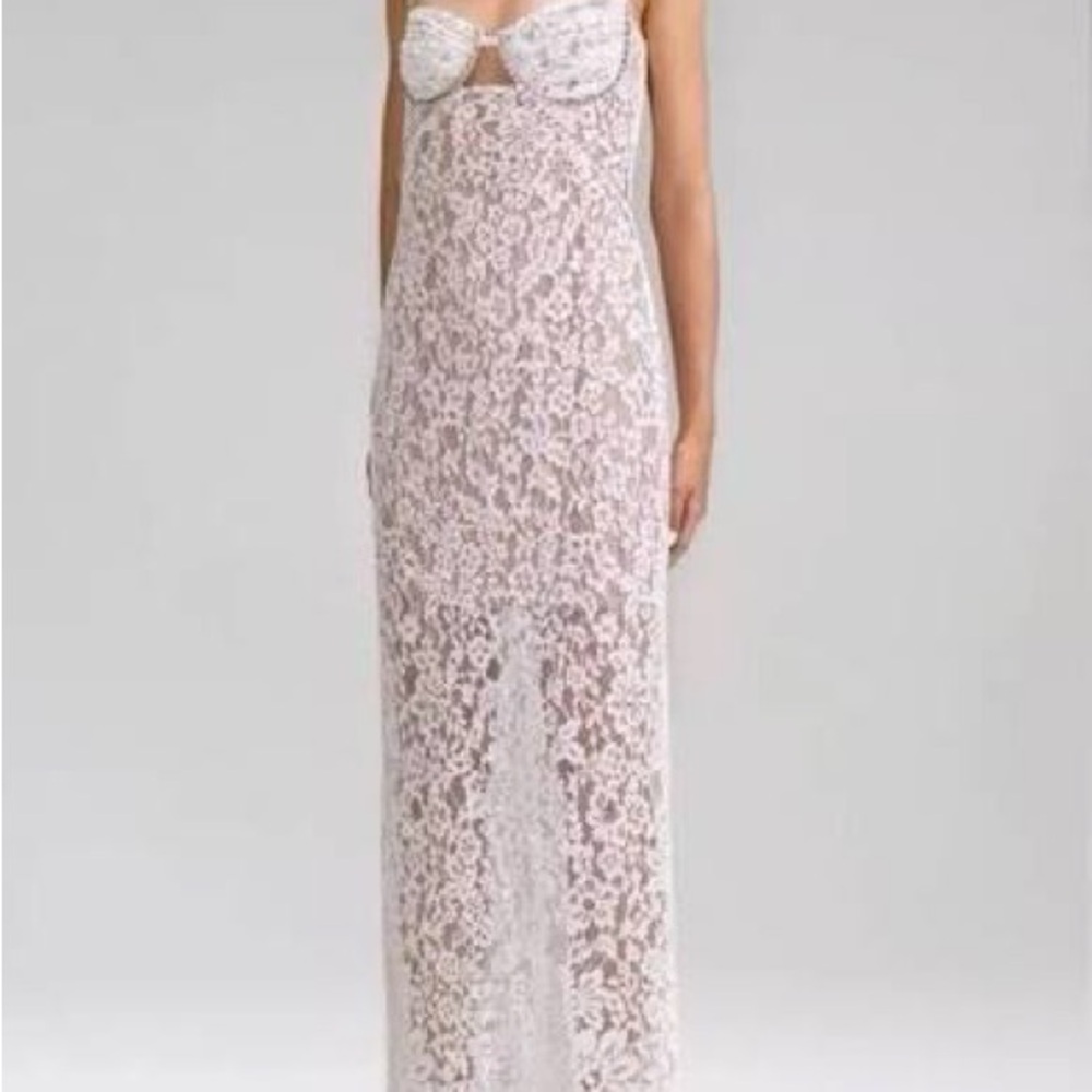Self-Portrait White Fine Lace Maxi Dress